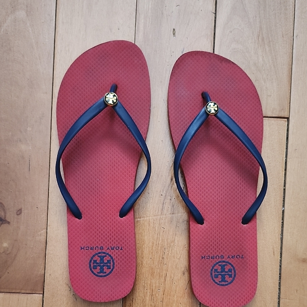 Tory Burch Red and Navy Sandals